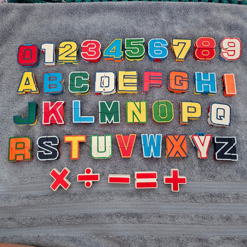 Transforming Alphabet and Numbers Robot Toy Set A-Z 0-9 Math Symbols 41pc